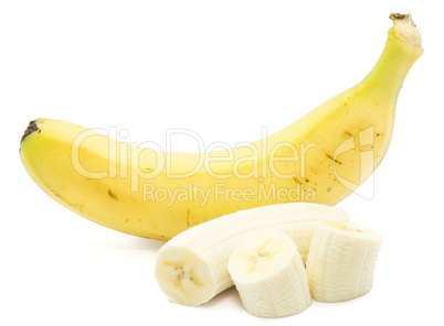 Yellow banana isolated on white