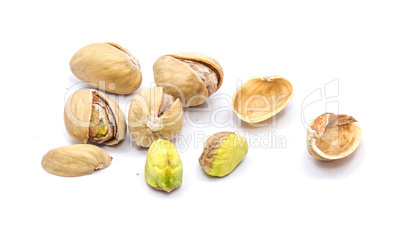 Salted pistachio isolated on white