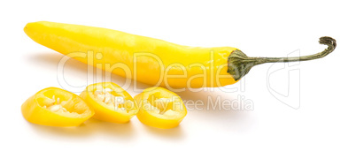 Fresh sliced chilli pepper isolated on white