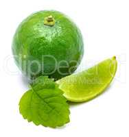 Fresh lime and melissa isolated on white