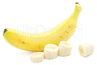 Yellow banana isolated on white