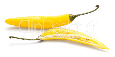 Fresh sliced chilli pepper isolated on white