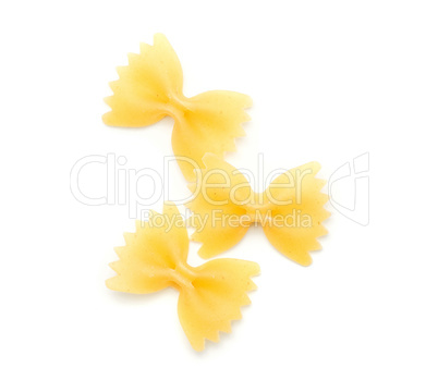 Raw fresh farfalle isolated on white