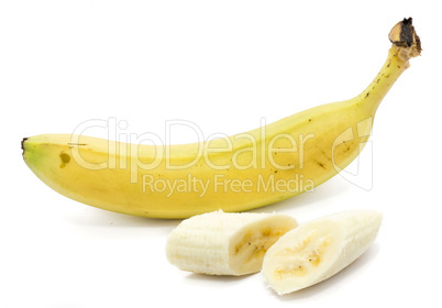 Yellow banana isolated on white