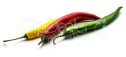 Fresh mixed chilli pepper isolated