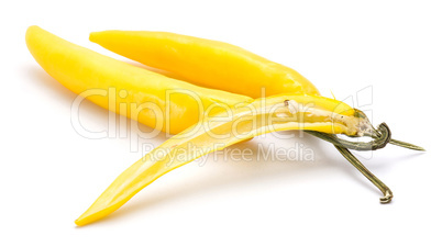 Fresh sliced chilli pepper isolated on white