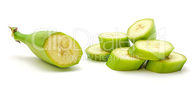 Fresh raw plantain isolated on white