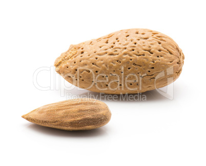 Raw almonds isolated on white