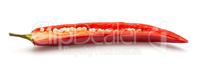 Fresh sliced chilli pepper isolated on white