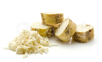 Fresh horseradish isolated on white