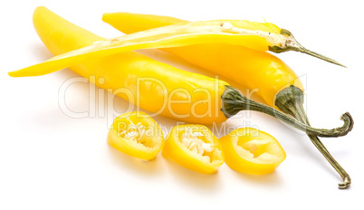 Fresh sliced chilli pepper isolated on white