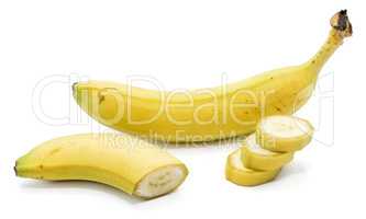 Yellow banana isolated on white