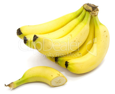 Yellow banana isolated on white