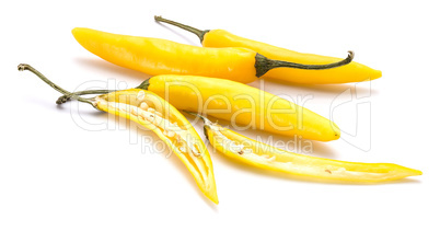 Fresh sliced chilli pepper isolated on white