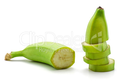 Fresh raw plantain isolated on white