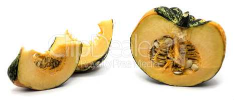 Green pumpkin isolated on white