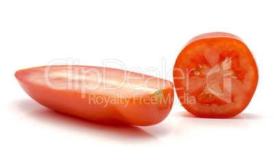 Fresh san marzano tomato isolated on white