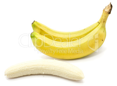 Yellow banana isolated on white