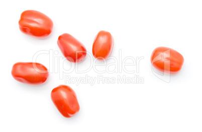 Red cherry tomatoes (bobulienka variety) isolated on white