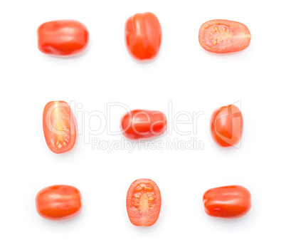 Red cherry tomatoes (bobulienka variety) isolated on white