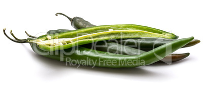 Fresh sliced chilli pepper isolated on white