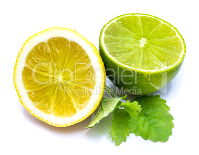 Fresh mixed citrus isolated on white