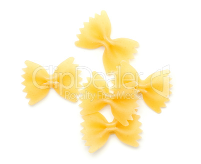 Raw fresh farfalle isolated on white