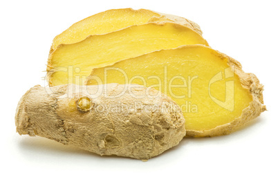 Fresh ginger root isolated on white