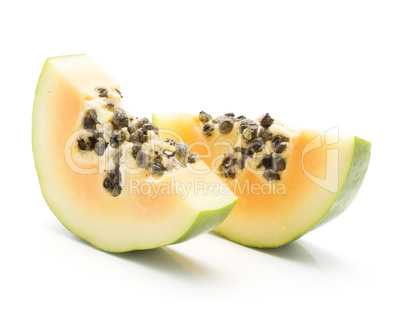 Fresh raw papaya isolated on white