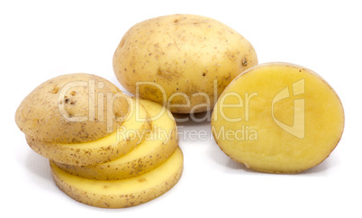 Fresh raw potatoes isolated on white