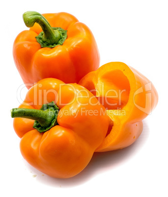 Fresh orange paprika isolated on white