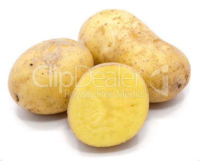 Fresh raw potatoes isolated on white