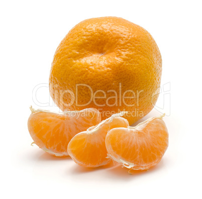 Fresh raw tangerine isolated on white