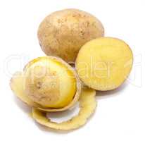 Fresh raw potatoes isolated on white