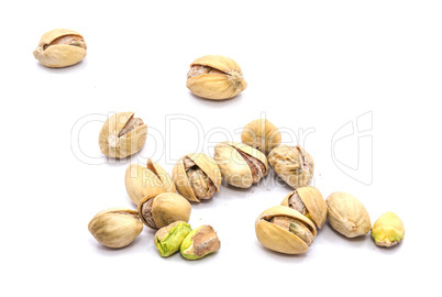 Salted pistachio isolated on white