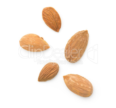 Raw almonds isolated on white