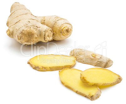 Fresh ginger root isolated on white