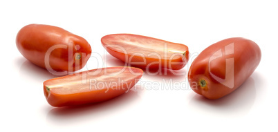 Fresh san marzano tomato isolated on white