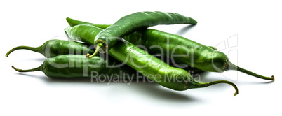 Green chilli pepper isolated on white