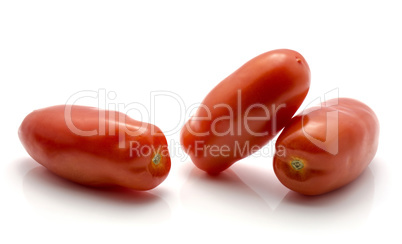 Fresh san marzano tomato isolated on white