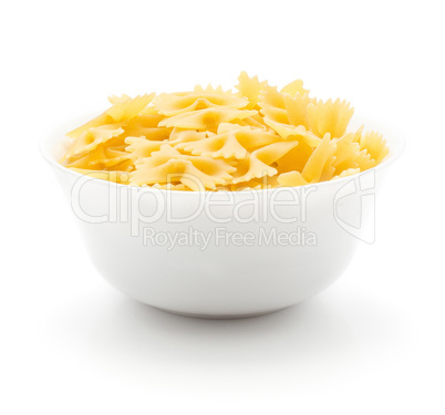 Raw fresh farfalle isolated on white