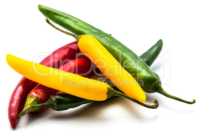 Fresh mixed chilli pepper isolated