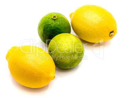 Fresh mixed citrus isolated on white