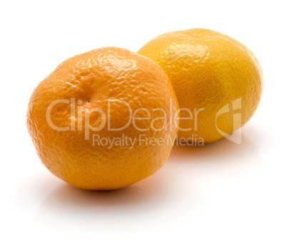 Fresh raw tangerine isolated on white