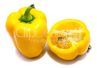 Fresh yellow paprika isolated on white