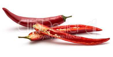 Fresh sliced chilli pepper isolated on white