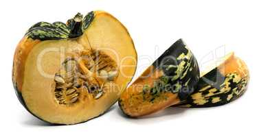 Green pumpkin isolated on white