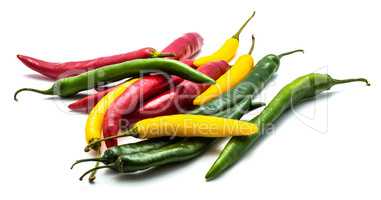 Fresh mixed chilli pepper isolated