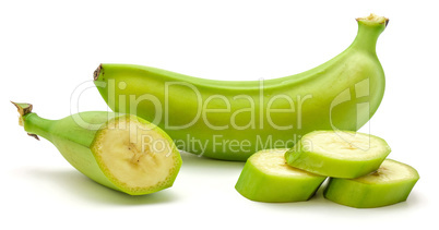 Fresh raw plantain isolated on white