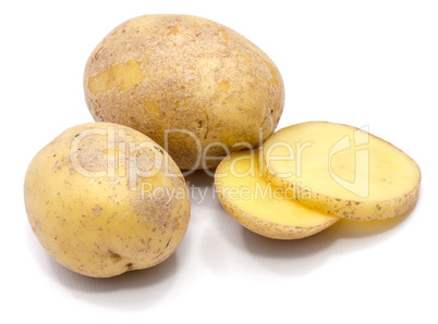 Fresh raw potatoes isolated on white